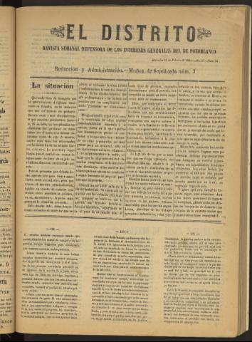 'El Distrito : revista Semanal Defensora de los Intereses Generales de Pozoblanco' - Año II Número 34 - 1896 febrero 26