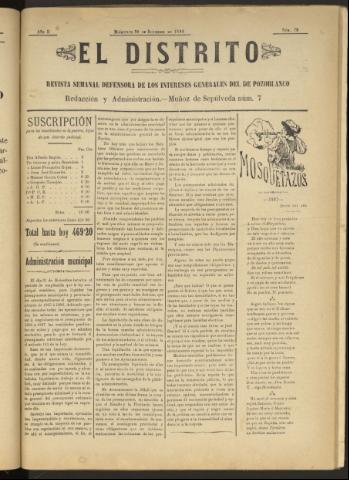 'El Distrito : revista Semanal Defensora de los Intereses Generales de Pozoblanco' - Año II Número 78 - 1896 diciembre 30