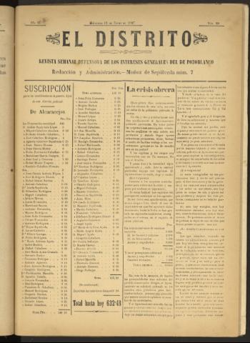 'El Distrito : revista Semanal Defensora de los Intereses Generales de Pozoblanco' - Año III Número 80 - 1897 enero 13