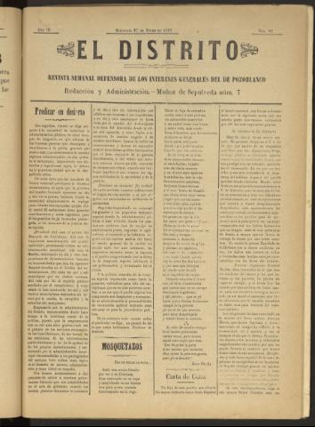 'El Distrito : revista Semanal Defensora de los Intereses Generales de Pozoblanco' - Año III Número 82 - 1897 enero 27