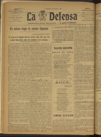 'La Defensa : periódico semanal, órgano del Partido Liberal Demócrata' - Año II Número 21 - 1921 enero 12