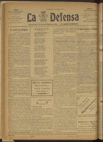 'La Defensa : periódico semanal, órgano del Partido Liberal Demócrata' - Año II Número 37 - 1921 mayo 04