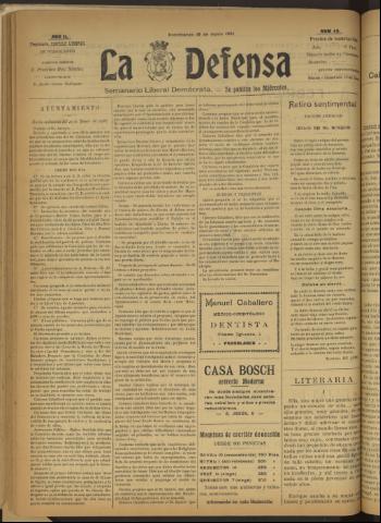 'La Defensa : periódico semanal, órgano del Partido Liberal Demócrata' - Año II Número 43 - 1921 junio 15