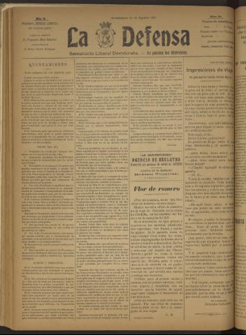 'La Defensa : periódico semanal, órgano del Partido Liberal Demócrata' - Año II Número 51 - 1921 agosto 10