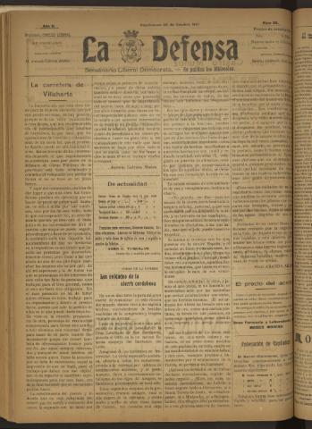 'La Defensa : periódico semanal, órgano del Partido Liberal Demócrata' - Año II Número 62 - 1921 octubre 26