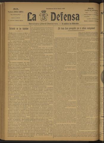 'La Defensa : periódico semanal, órgano del Partido Liberal Demócrata' - Año III Número 84 - 1922 marzo 29