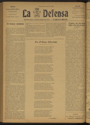 'La Defensa : periódico semanal, órgano del Partido Liberal Demócrata' - Año III Número 99 - 1922 julio 12