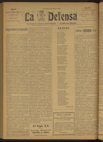 'La Defensa : periódico semanal, órgano del Partido Liberal Demócrata' - Año III Número 101 - 1922 julio 26