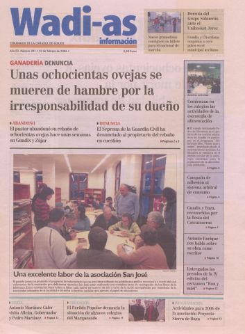 'Wadi-as información : periódico semanal de la comarca de Guadix.' - Año III Número 201 - 2006 febrero 10