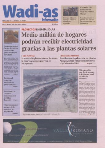 'Wadi-as información : periódico semanal de la comarca de Guadix.' - Año III Número 204 - 2006 marzo 03