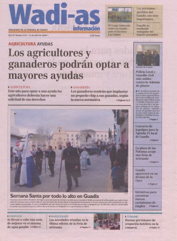 'Wadi-as información : periódico semanal de la comarca de Guadix.' - Año III Número 210 - 2006 abril 14