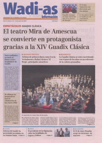 'Wadi-as información : periódico semanal de la comarca de Guadix.' - Año III Número 212 - 2006 abril 28
