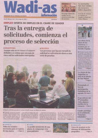 'Wadi-as información : periódico semanal de la comarca de Guadix.' - Año III Número 216 - 2006 mayo 26
