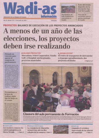 'Wadi-as información : periódico semanal de la comarca de Guadix.' - Año III Número 219 - 2006 junio 16