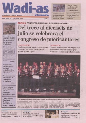 'Wadi-as información : periódico semanal de la comarca de Guadix.' - Año III Número 221 - 2006 junio 30