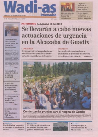 'Wadi-as información : periódico semanal de la comarca de Guadix.' - Año III Número 222 - 2006 julio 07