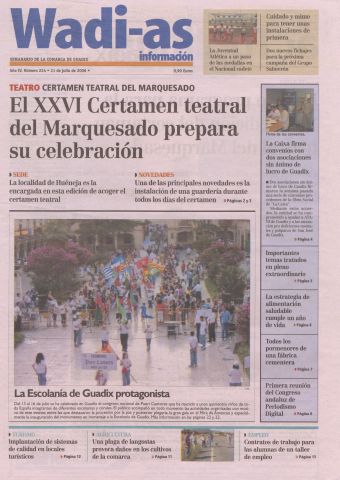 'Wadi-as información : periódico semanal de la comarca de Guadix.' - Año III Número 224 - 2006 julio 21