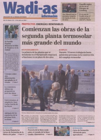 'Wadi-as información : periódico semanal de la comarca de Guadix.' - Año III Número 225 - 2006 julio 28