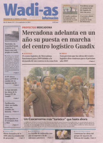 'Wadi-as información : periódico semanal de la comarca de Guadix.' - Año III Número 232 - 2006 septiembre 15