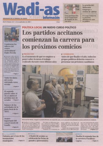 'Wadi-as información : periódico semanal de la comarca de Guadix.' - Año III Número 233 - 2006 septiembre 22