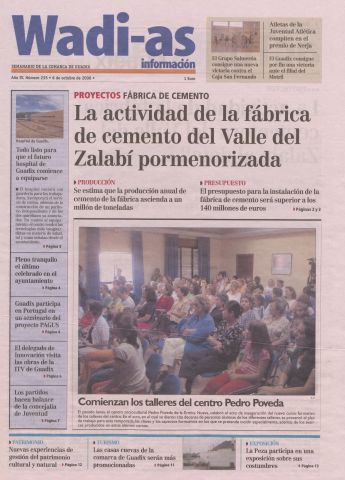 'Wadi-as información : periódico semanal de la comarca de Guadix.' - Año III Número 235 - 2006 octubre 06