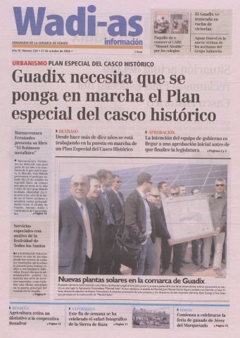 'Wadi-as información : periódico semanal de la comarca de Guadix.' - Año III Número 238 - 2006 octubre 27