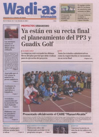 'Wadi-as información : periódico semanal de la comarca de Guadix.' - Año III Número 244 - 2006 diciembre 08