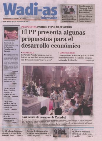 'Wadi-as información : periódico semanal de la comarca de Guadix.' - Año III Número 245 - 2006 diciembre 15