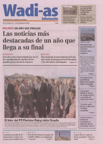 'Wadi-as información : periódico semanal de la comarca de Guadix.' - Año III Número 247 - 2006 diciembre 29