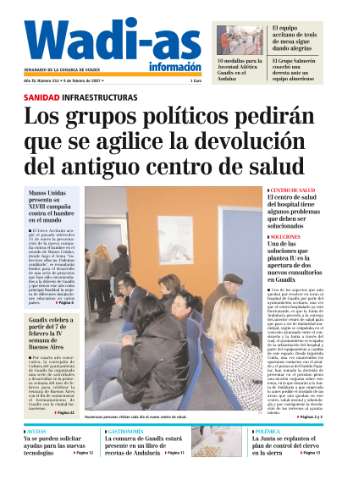 'Wadi-as información : periódico semanal de la comarca de Guadix.' - Año IV Número 253 - 2007 febrero 09