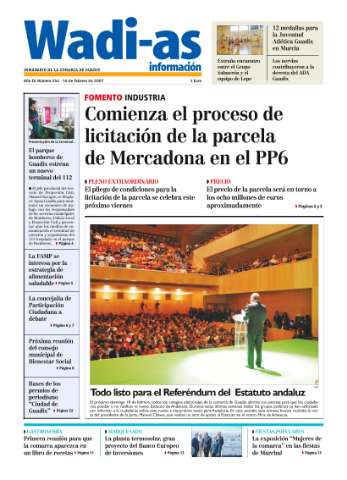 'Wadi-as información : periódico semanal de la comarca de Guadix.' - Año IV Número 254 - 2007 febrero 16