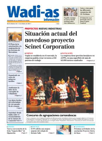 'Wadi-as información : periódico semanal de la comarca de Guadix.' - Año IV Número 255 - 2007 febrero 23