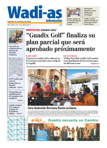 'Wadi-as información : periódico semanal de la comarca de Guadix.' - Año IV Número 262 - 2007 abril 13
