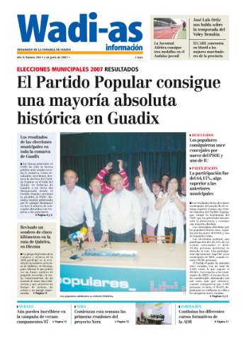 'Wadi-as información : periódico semanal de la comarca de Guadix.' - Año IV Número 269 - 2007 junio 01
