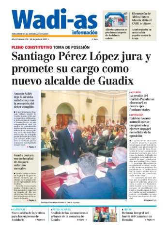 'Wadi-as información : periódico semanal de la comarca de Guadix.' - Año IV Número 272 - 2007 junio 22
