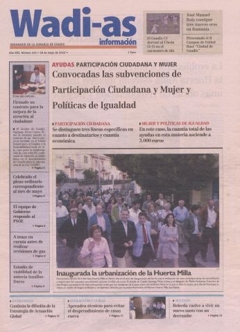 'Wadi-as información : periódico semanal de la comarca de Guadix.' - Año VIII Número 425 - 2010 mayo 28