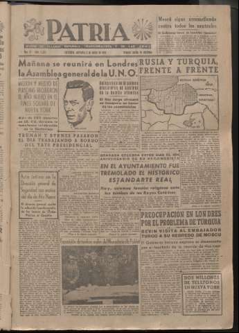'Patria : diario de Falange Española Tradicionalista y de las J.O.N.S.' - Año XI Número 2825 - 1946 enero 2