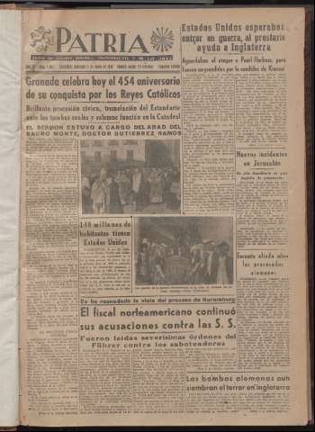 'Patria : diario de Falange Española Tradicionalista y de las J.O.N.S.' - Año XI Número 2ed_2825 - 1946 enero 2