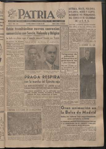 'Patria : diario de Falange Española Tradicionalista y de las J.O.N.S.' - Año XI Número 2835 - 1946 enero 13