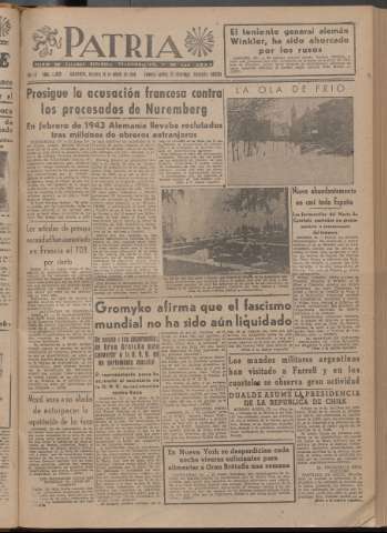 'Patria : diario de Falange Española Tradicionalista y de las J.O.N.S.' - Año XI Número 2ed_2839 - 1946 enero 18