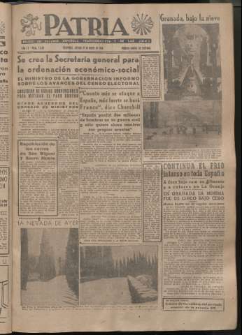 'Patria : diario de Falange Española Tradicionalista y de las J.O.N.S.' - Año XI Número 2840 - 1946 enero 19