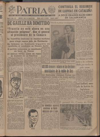 'Patria : diario de Falange Española Tradicionalista y de las J.O.N.S.' - Año XI Número 2ed_2841 - 1946 enero 21
