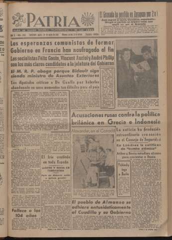 'Patria : diario de Falange Española Tradicionalista y de las J.O.N.S.' - Año XI Número 2ed_2842 - 1946 enero 22