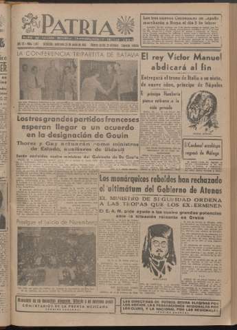 'Patria : diario de Falange Española Tradicionalista y de las J.O.N.S.' - Año XI Número 2ed_2843 - 1946 enero 23