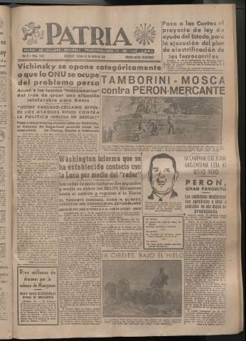 'Patria : diario de Falange Española Tradicionalista y de las J.O.N.S.' - Año XI Número 2846 - 1946 enero 26
