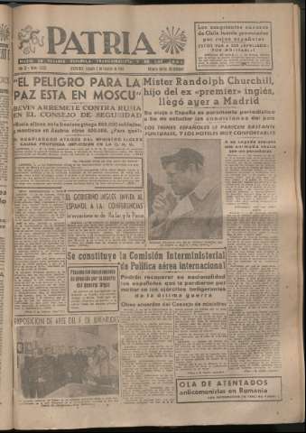 'Patria : diario de Falange Española Tradicionalista y de las J.O.N.S.' - Año XI Número 2852 - 1946 febrero 2