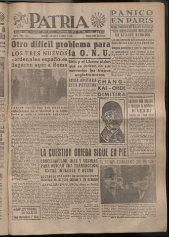 'Patria : diario de Falange Española Tradicionalista y de las J.O.N.S.' - Año XI Número 2855 - 1946 febrero 6