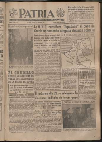 'Patria : diario de Falange Española Tradicionalista y de las J.O.N.S.' - Año XI Número 2856 - 1946 febrero 7