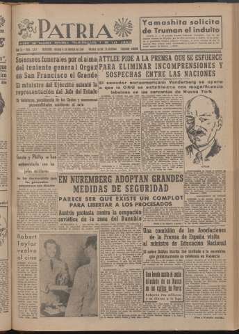 'Patria : diario de Falange Española Tradicionalista y de las J.O.N.S.' - Año XI Número 2ed_2857 - 1946 febrero 8