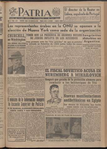 'Patria : diario de Falange Española Tradicionalista y de las J.O.N.S.' - Año XI Número 2ed_2859 - 1946 febrero 11